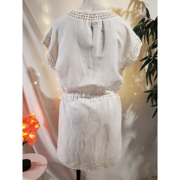 J. Crew Poplin Linen Cotton Tassel Tie Waist Tunic Dress Womens Size XXS White - Picture 4 of 12